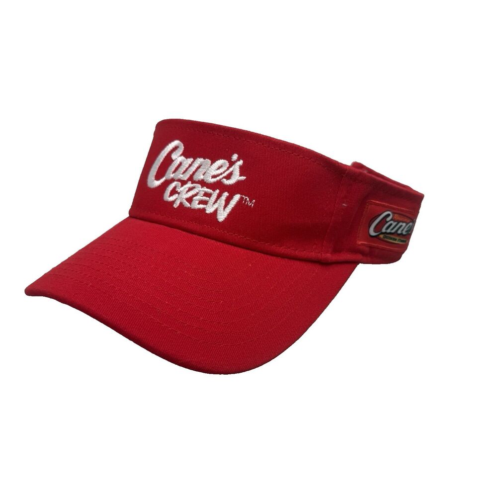 Raising Canes Red Visor Hat Employee Crew Strapback Adjustable Fast Food NEW